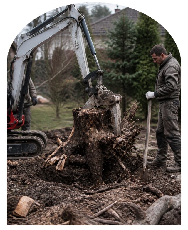 Корчевание пней на участке с вывозом и расчисткой в Алапаевске